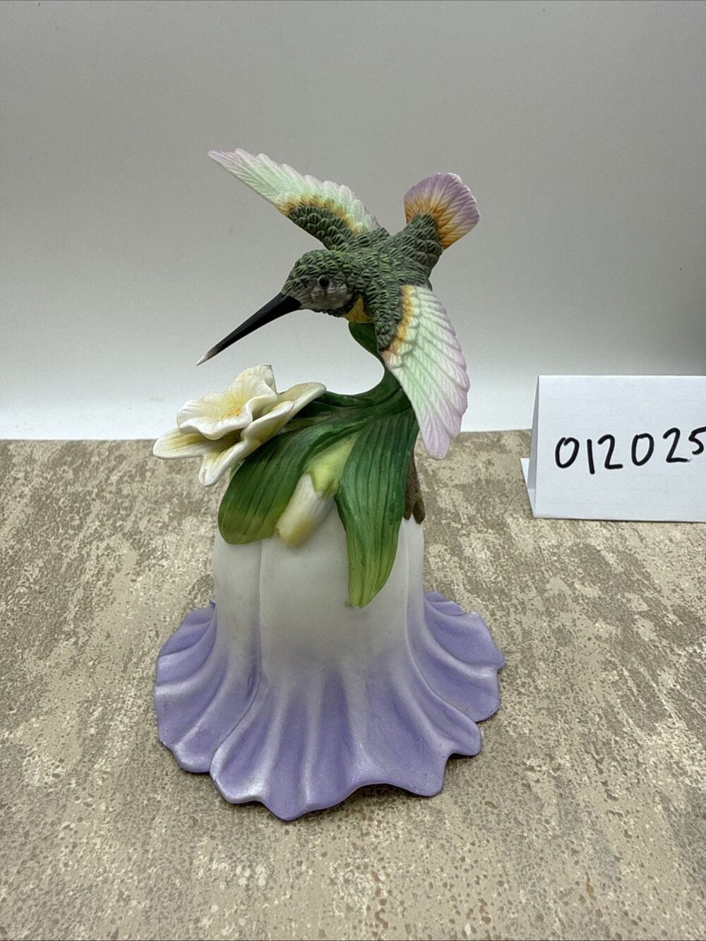 Avon Collectibles 2000 Porcelain Hummingbird Figurine & Purple Flower Bell